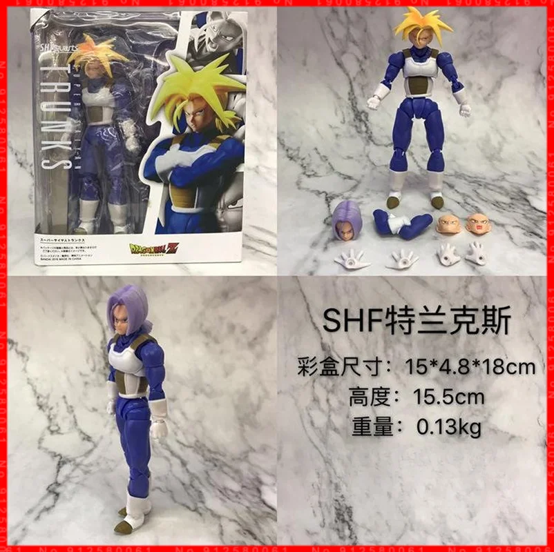 15cm Dragon Ball Shf Trunks Movable Joints Doll Long Hair Model Toy Super Saiyan Sh Figuarts Pvc Action Figure Model Decoration