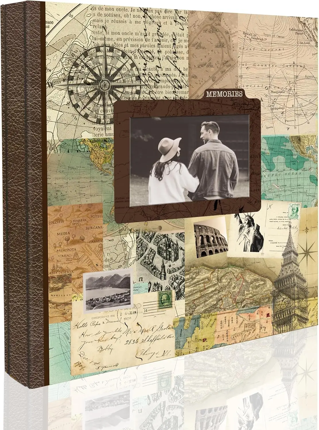 

Photo Album 4x6 500 Photos 5 Pictures Per Page, with Photo Frame Window, 500 Pockets 4”x6”, Printed Book Cover Travel