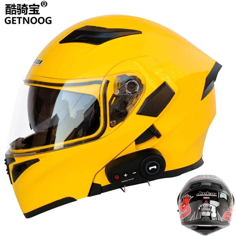 

KUQIBAO Motorcycle Helmet Flip Up Helmet Bluetooth Anti-fog Double Lens Full Face Helmet DOT Certification Para Casco Casque