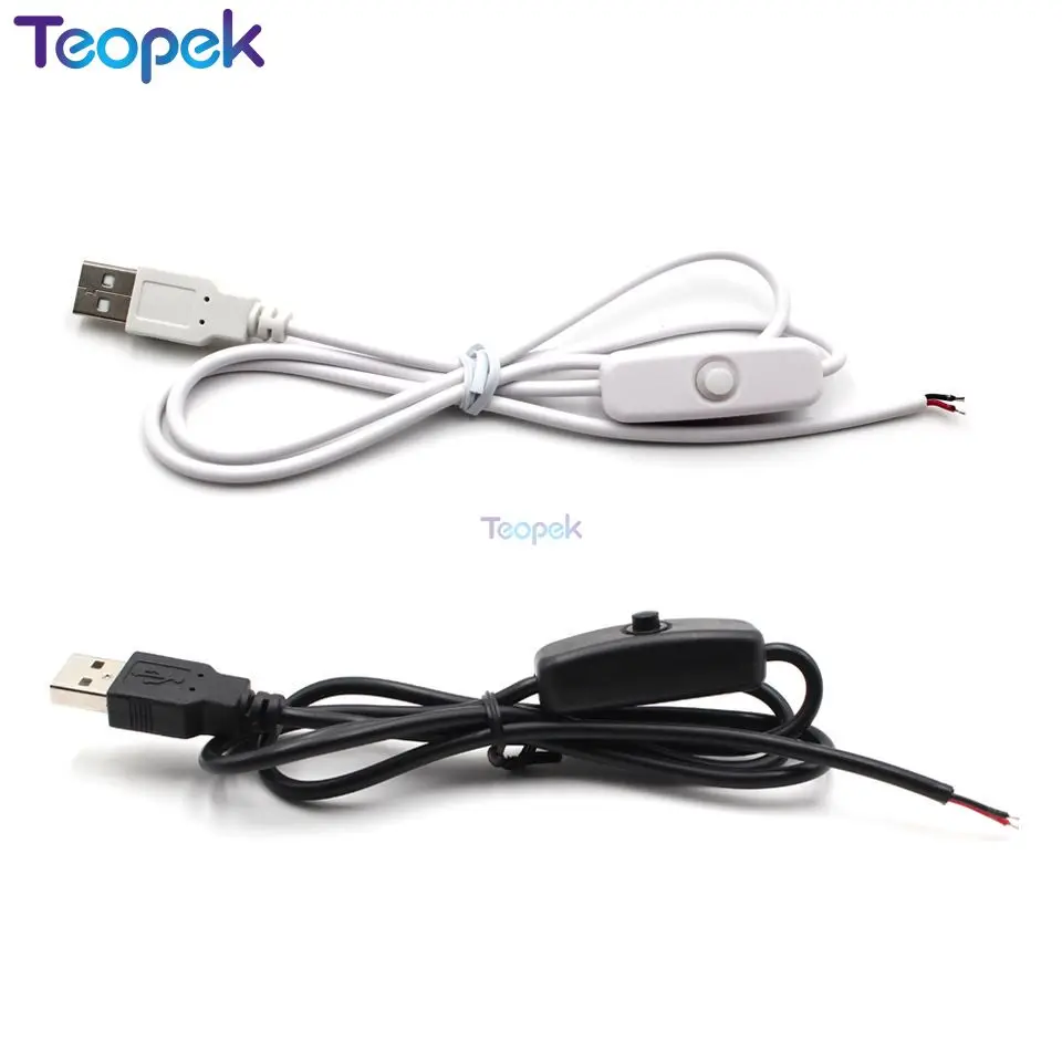 5Pcs USB Connector 1m Cable Extension 2 pin Power Supply Wire On/Off Switch Electrical 5V 12V Wire For LED Lighting