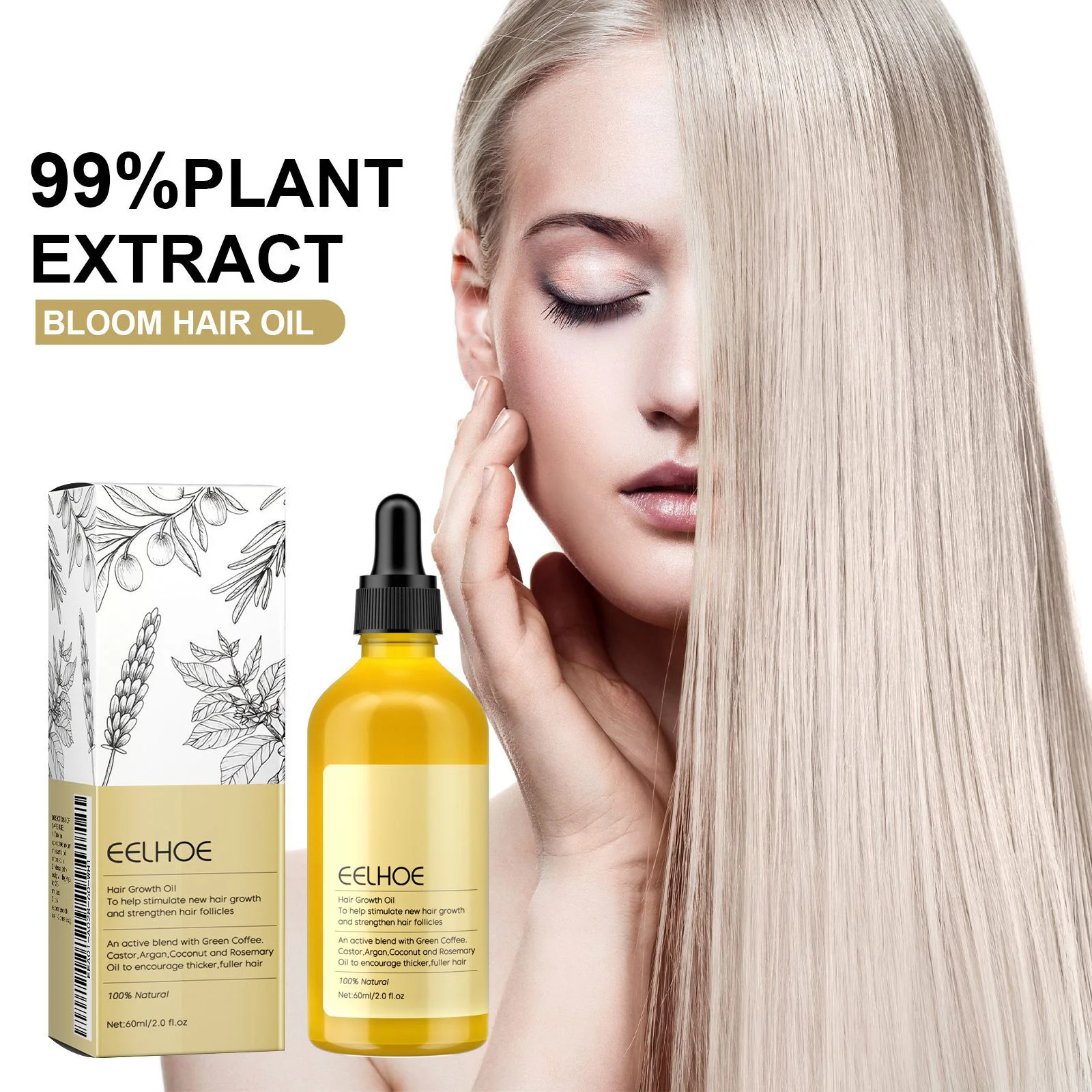 1/2/3pcs Natural Hair Growth Oil Rosemary Anti Hair Loss Regrowth Moisturizing Repair Anti Baldness Fast Hair Growth Serum Oil view 2