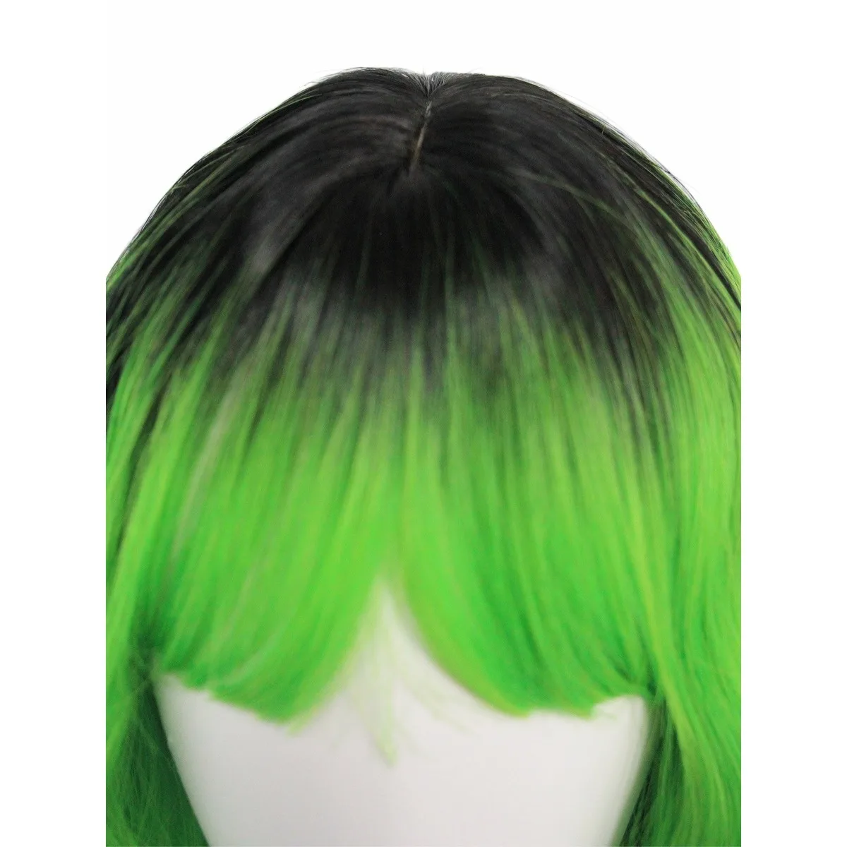 Black to Green Ombre Wavy Synthetic Wig with Bangs, Long Hair for Halloween, Cosplay and Themed Parties view 5