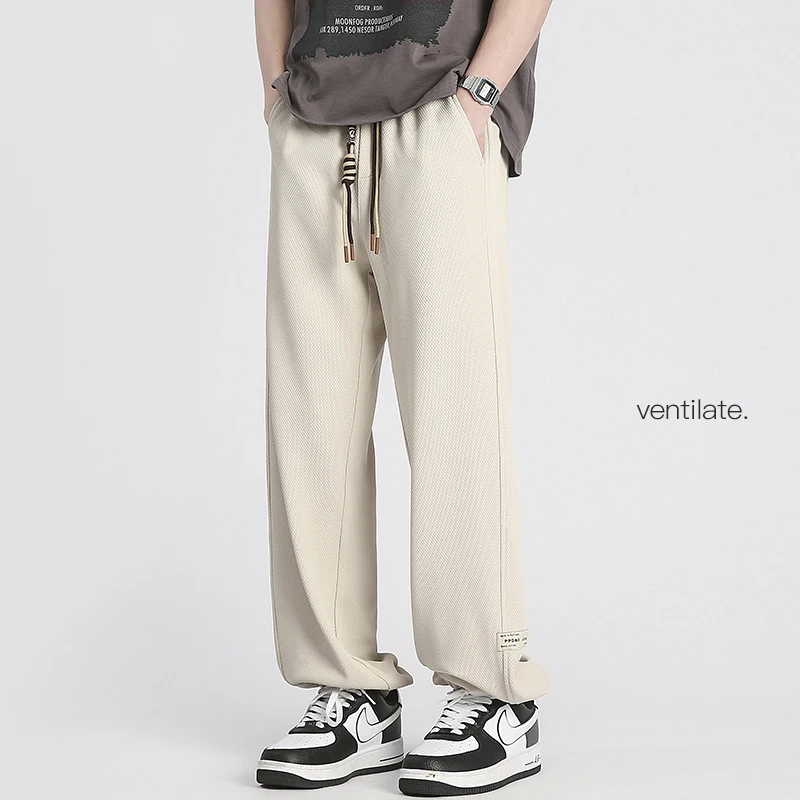 

Повседневные спортивные мужские брюки на весну-осень, свободного кроя, с завязками, с манжетами, прямые, дышащие, удобные, модные