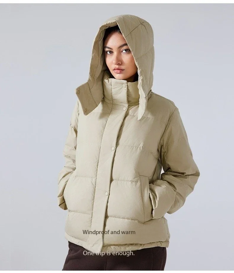 Lemon Wunder Puff Winter Detachable Hooded High-end Down Jacket Women Autumn and Winter Casual Hooded Jacket Women's Sports Top