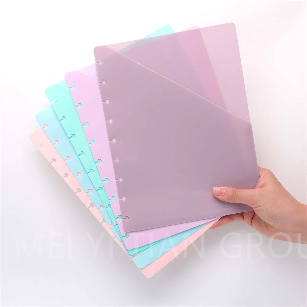 Colored Discbound Slash Pocket Folder 5 Color Discbound Notebook Divider Pocket 9 Disc Pocket Envelope for Disc Planner Notebook