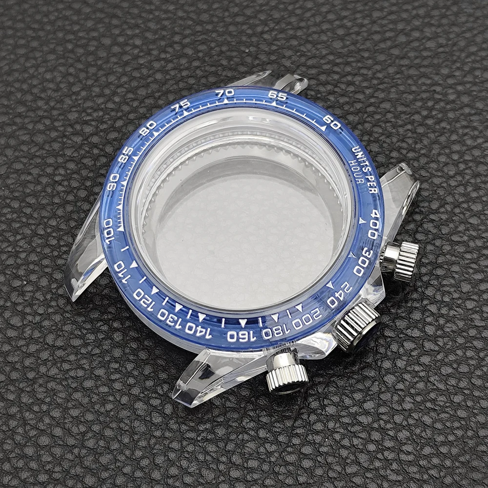 39.5mm VK63 Transparent Men's Watches Case Fits VK63 Movement Case And 20mm Strap  Watch Accessories Watch Parts Watch Box