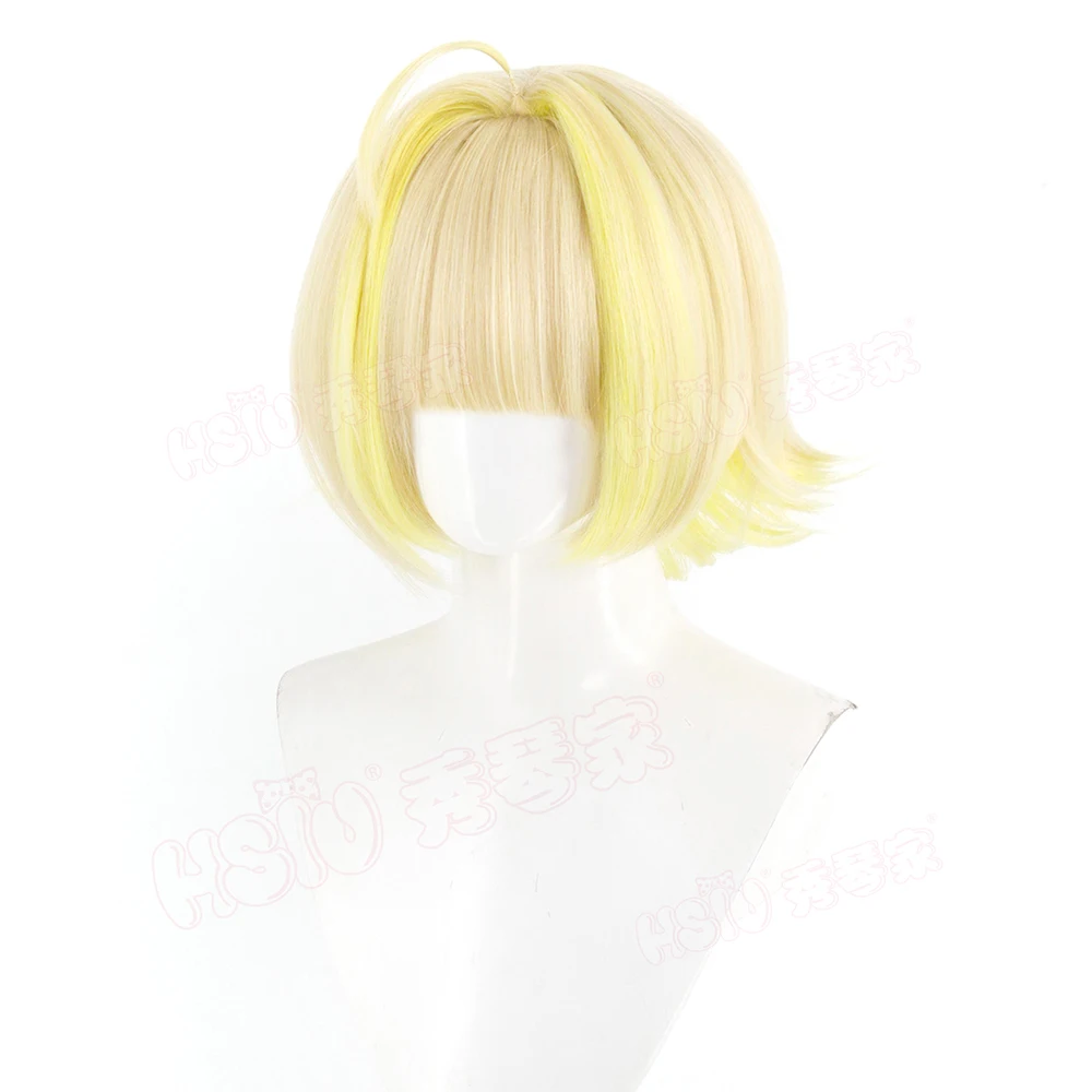 Eli شعر مستعار تأثيري HSIU 30 سنتيمتر البيج مزيج شقراء الشعر القصير مقاومة للحرارة الباروكات + غطاء شعر مستعار لعبة NIKKE آلهة النصر إيلي تأثيري