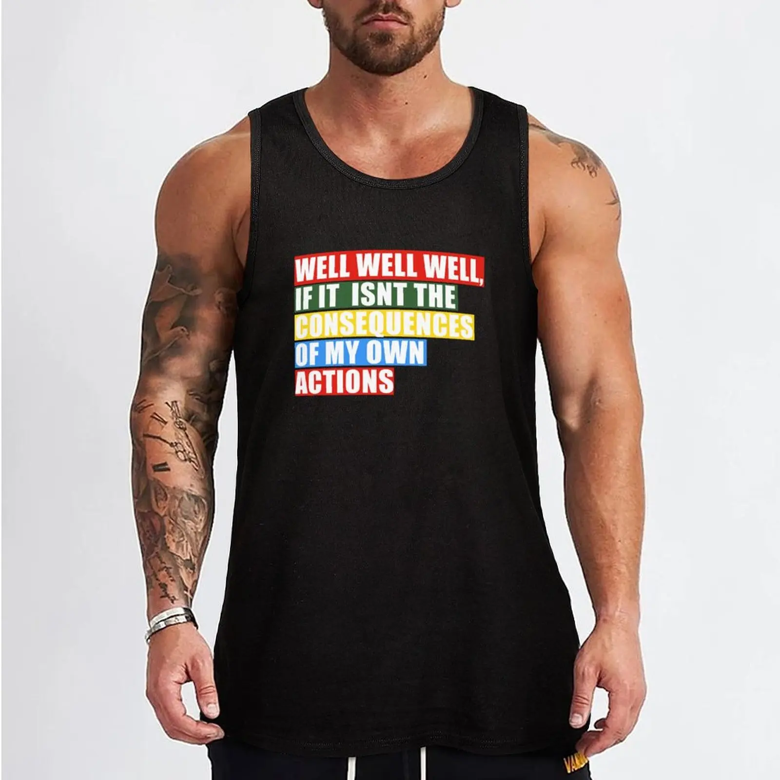 well well well, if it isnt the consequences of my own actions Tank Top summer clothes Men's gym articles anime gym