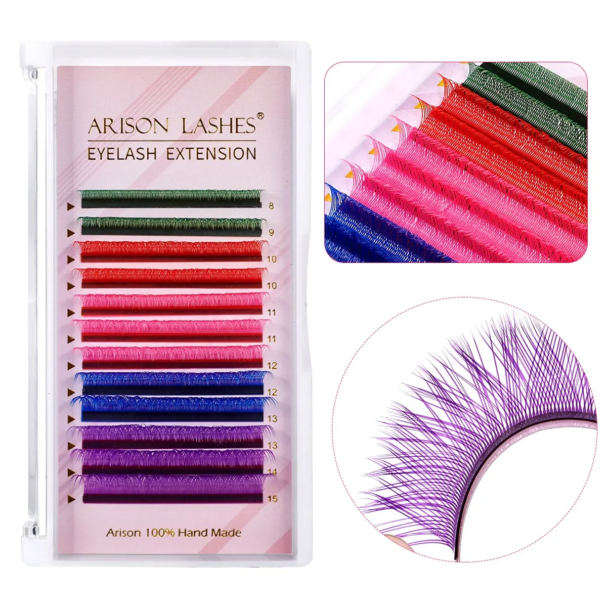 ARISON Colorful Y-Shape Eyelashes Extension Green Pink Blue Purple Mixed YY Lashes Brazilian Cilios y Premade Volume Fans Lash