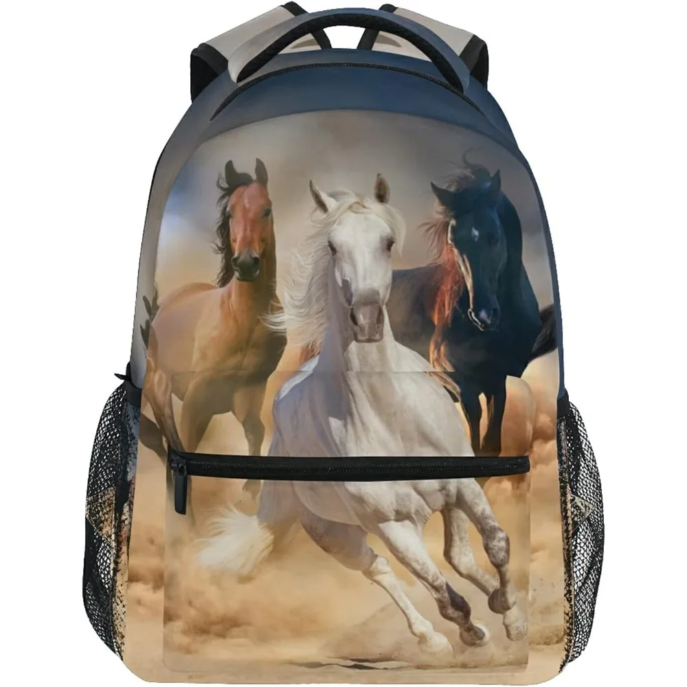 Pferderucksack für Mädchen, Kinder, Pferde-Rucksack, Schulbuchtaschen, 3., 4., 5. Klasse, Grundschule, Reise, Laptop, Tagesrucksack