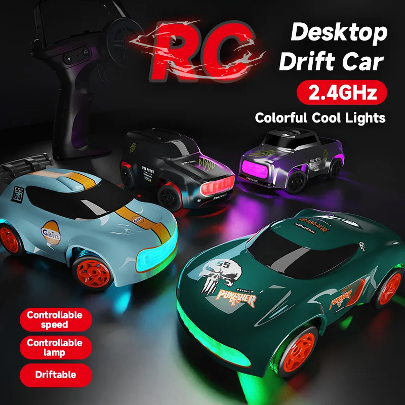 2.4GHZ 4WD 1/64 Mini RC Simulation Drift Car High-Speed Palm Racing Model Desktop Cars Remote Control GTR Racing Model Boy Toys