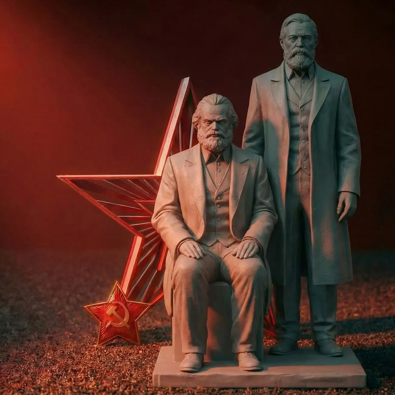 Statue of Marx and Engels 3d Printed Blank Model DIY Coloring Figurines Miniature Decoration Ornament Crafts