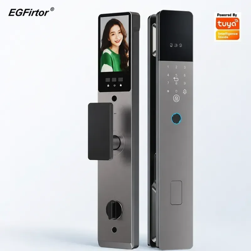 3D Facial Recognition Password Smart Lock Household Anti Theft Door Fingerprint Door Lock Cat Eye Visual IC Card Key Unlock Way