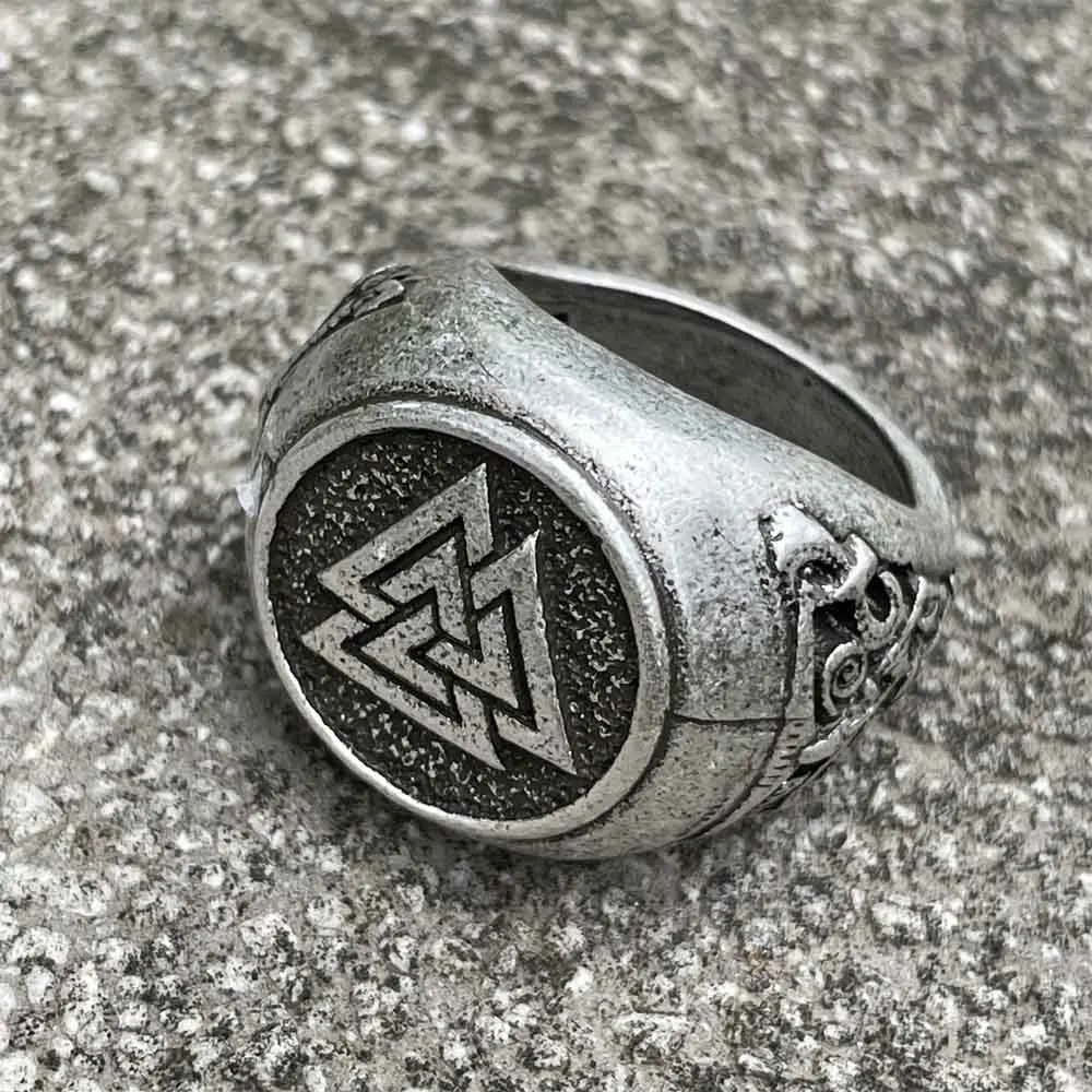 Slavic Kolovrat Symbol Nordic Runes Valknut Vegvisir Scandinavian Viking Ring Mens Signet Rings