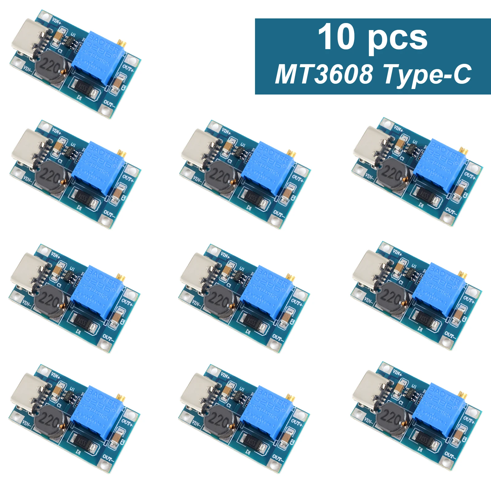 1-10pcs MT3608 DC-DC Step Up Converter 2V-24V to 5V-28V 2A Adjustable Boost Module Micro USB Type-C High Efficiency for Arduino view 2