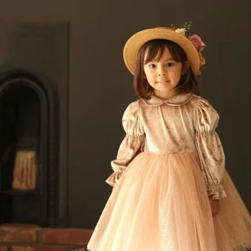 Baby Girl Princess Velvet Dress Long Sleeve Infant Toddler Child Elegant Tulle Vestido Xmas Birthday Pageant Baby Clothes 2-10Y