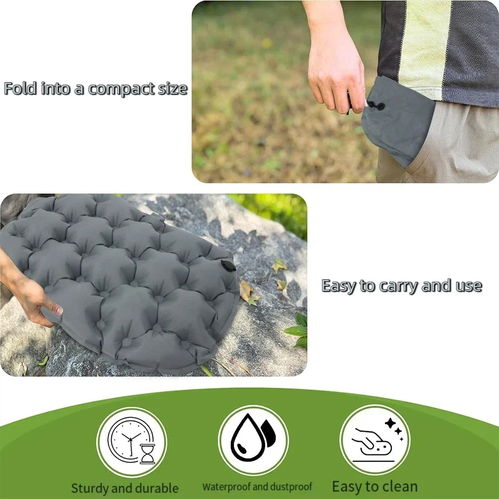 1pc Portable Inflatable Outdoor Moisture-Proof Seat Cushion Travel Camping Sitting Pad Foldable Mattress Seat for Home Office