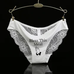 Bless This Meal bride Underwear Bachelorette Hen Party Lingerie Bridal shower Wedding day honeymoon decoration Future Mrs gift