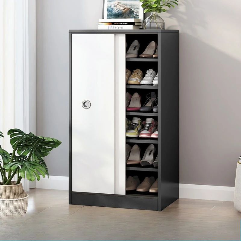 

Shoe cabinet large capacity at home door, sliding door balcony storage cabinet, solid wood shoe rack outside the door