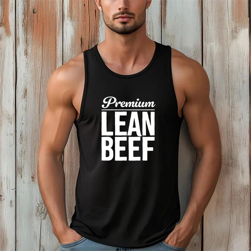 

Funny 3D Letter Print Men's Tank Top Outdoor Run Fitness Sports Vest Fashion Breathable Gym Tees Summer Casual Sleeveless Shirt