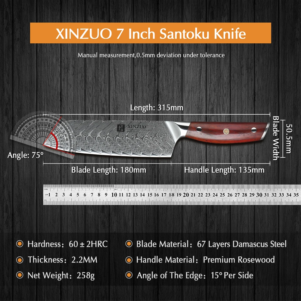 XINZUO 7 Cal japońska kuchnia noże narzędzia wysokiej jakości nóż ze stali damasceńskiej marka bardzo ostre Santoku noże kuchenne