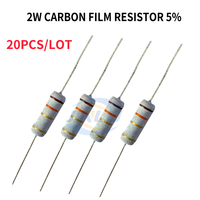 20PCS 2W Carbon Film Resistor 5% 0.1 Ohm0.12 0.15 0.2 0.22 0.24 0.27 0.3 0.36 0.39 0.43 0.47 0.51 0.56 0.62 0.68 0.75 0.82 0.91R
