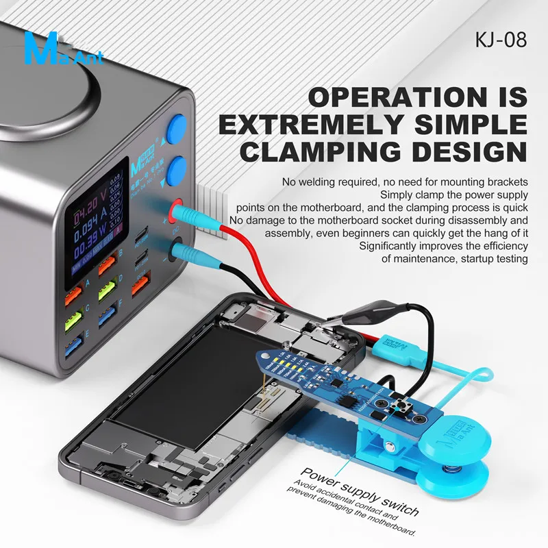 MaAnt KJ-08 Universal Power Clip All-In-One Motherboard Boot Power Clamp for IP Android One-Click Power on Repair Test Tool