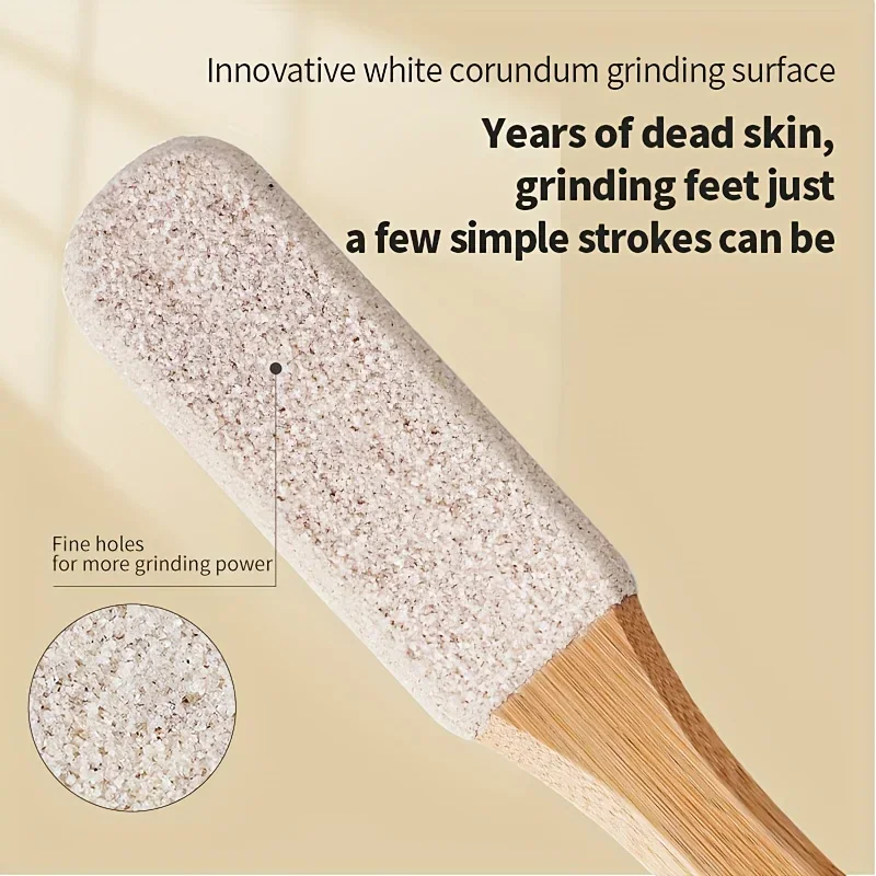 Bamboo Handle Foot File 360° Natural Pumice Stone Exfoliator Professional Pedicure Tool for Callus Removal Dead Skin Foot Scrubb