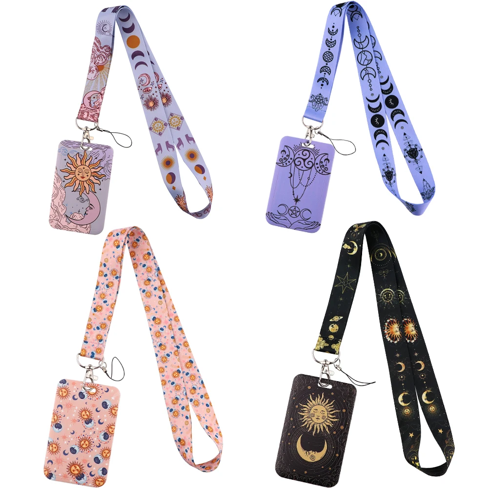 CB1180 Triple Moon Vintage Sun and Moon Neck Strap Lanyards ID Badge Card Holder Keychain Cell Phone Strap Gift Women Men