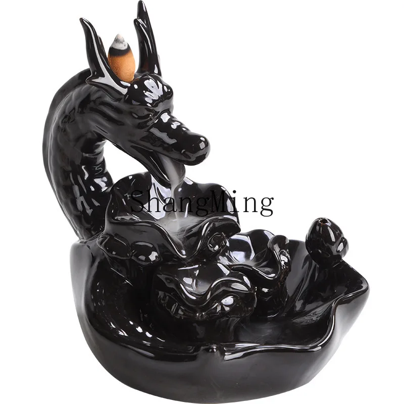 

PYH ceramic Chinese large auspicious dragon set backflow incense burner creative backflow sandalwood burner home