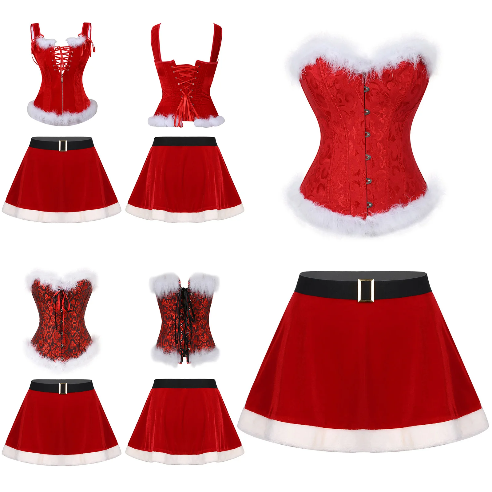 

Women's New Year Evening Christmas Party Dress Costume Mr Santa Theme Clothing Cosplay Role Play Skirt Festival Party Carnivals