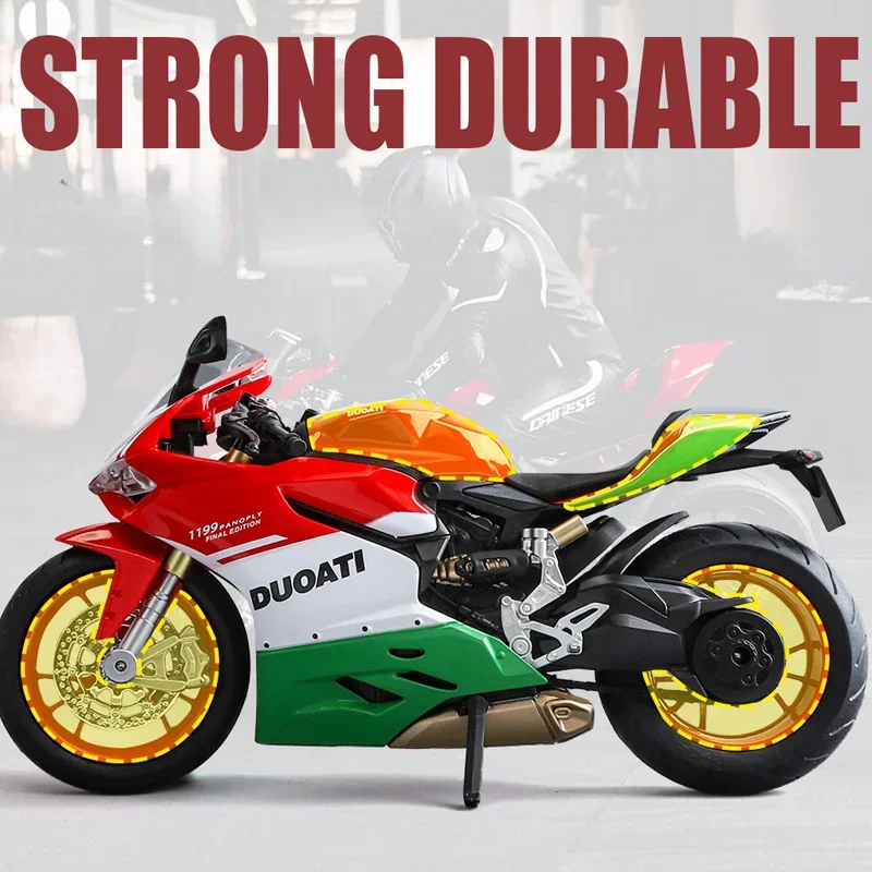 Ducati 1199 Racing Motorcycle Model  Simualtion 1/12 Collection Miniature Voiture Sound Light Diecast Motorbike Toy Boy Gift