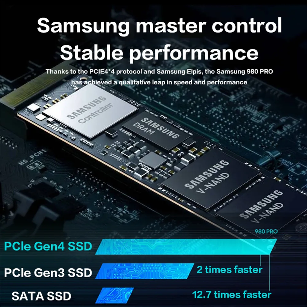 100% Original Samsung 980 PRO 2TB 1TB SSD PCIe 4.0 NVMe M.2 2280 500GB Internal Solid State Drive For Desktop Computer PS5 PC