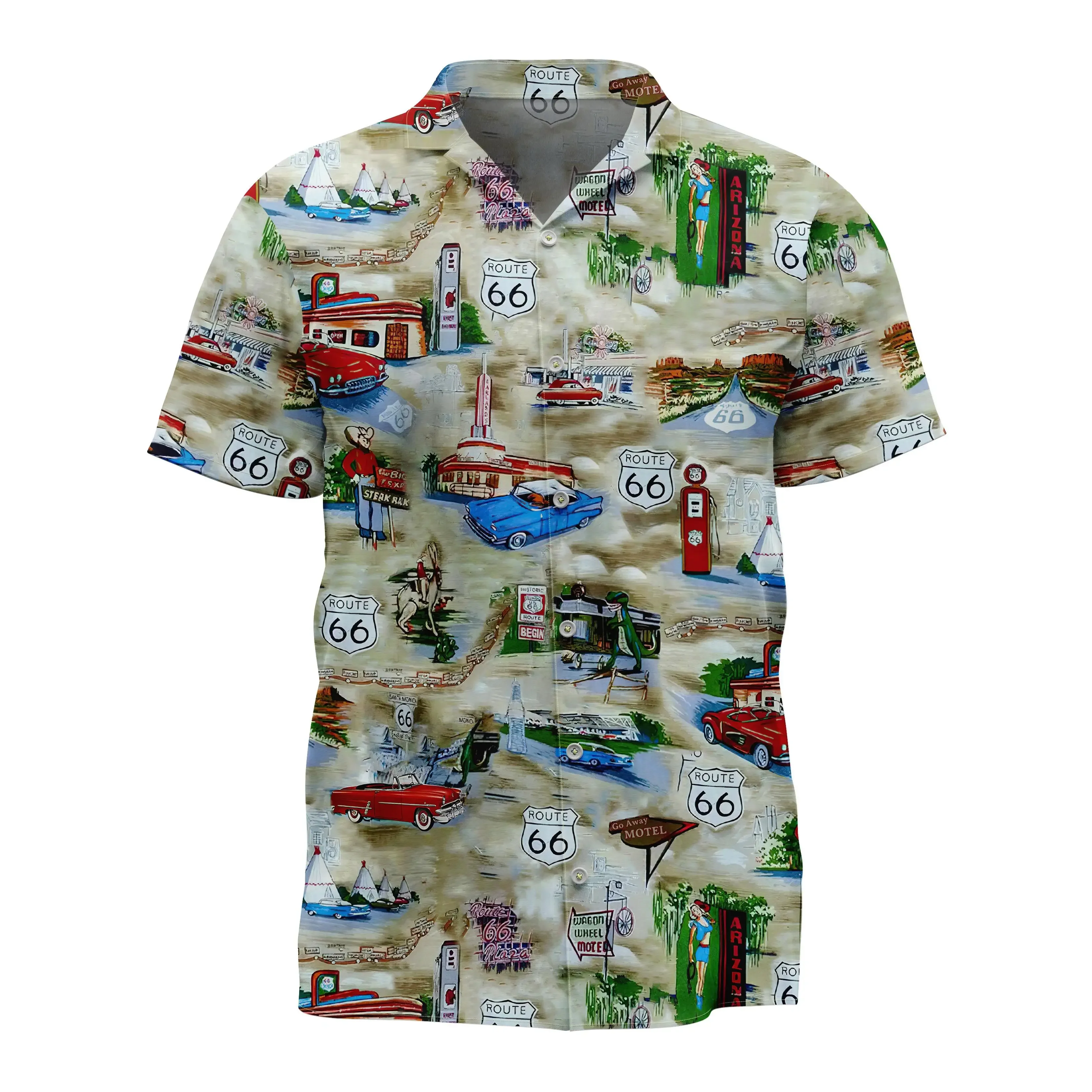 Jumeast Car Pattern Short Sleeve Hawaiian Shirt Dinosaur Graphics Polyester Aloha Shirts Tropical Leaves Casual  Man Clothing