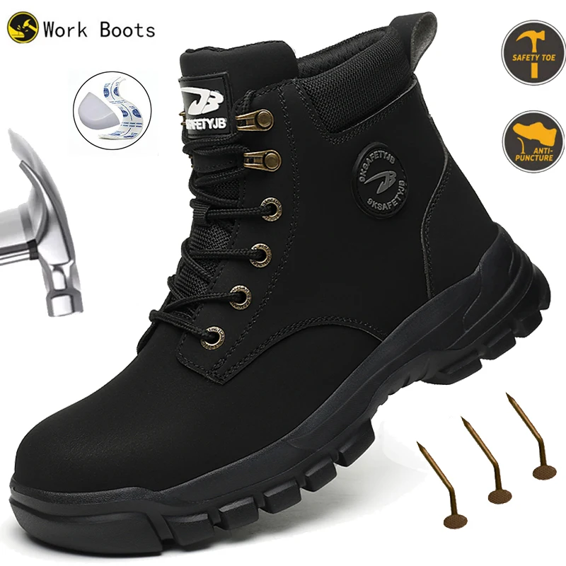 Work Boots Indestructible Safety Shoes Men Steel Toe Shoes Puncture-Proof Sneakers Non Slip Work Shoes Protective Boots