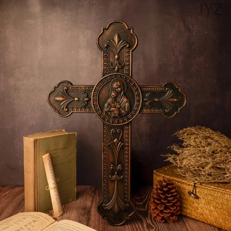 croix-murale-catholique-en-bois-sculpte-representant-la-vierge-marie-tenant-l'enfant-jesus-avec-la-croix-et-la-scene-du-necessairement-ne