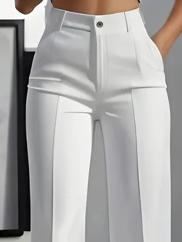 Straight Formal Pants 3 European and American cross-border 2025 new women's high-waisted, draped, straight-cut, simple suit pants for women 3