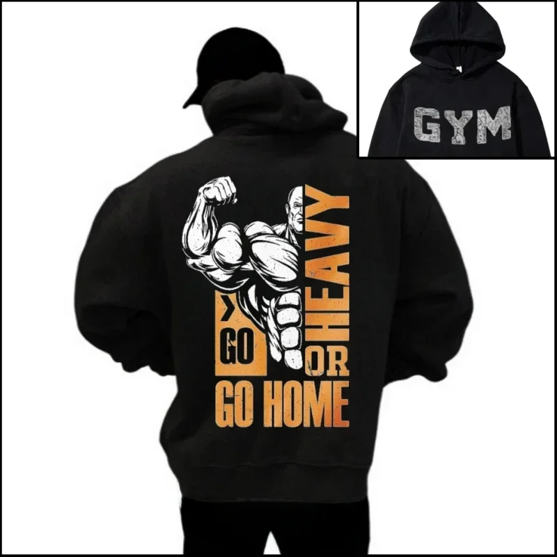Autumn Winter Fashion Best-selling Muscle Print Men Women Hooded Sweatshirt Daily Outdoor Fitness Casual Loose Warm Sportswear