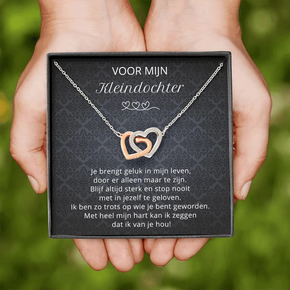 Dutch To My Granddaughter Necklace Gift New Birthday Christmas 2024 New Fashion Interlocking Hearts Ketting Girl Kids Necklace