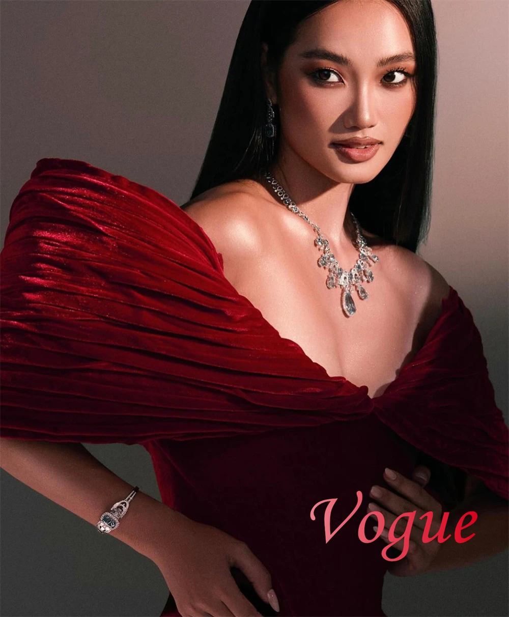 فساتين حورية البحر الرائعة المخصصة 2025 فستان سهرة نسائي عنابي عالي الجودة قبالة الكتف فستان الحفلة الراقصة #2