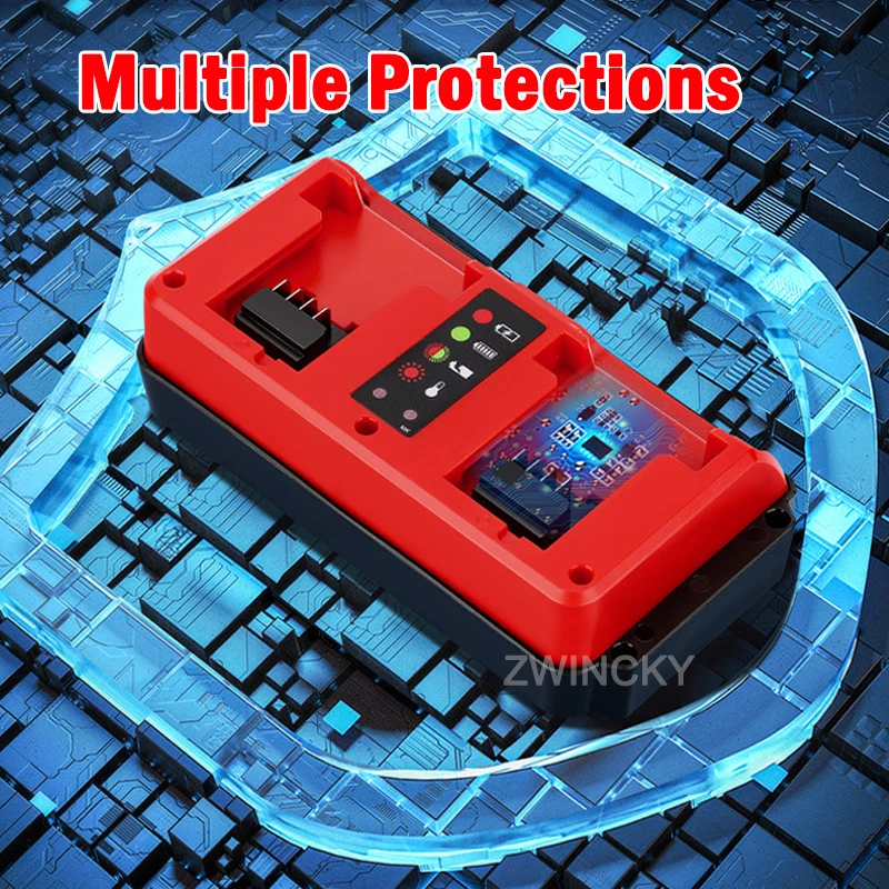 Dual Ports Charger For Milwaukee 18V Battery, Replacement 2 Ports Battery Charger With LED Indicator for 48-11-1815 48-11-1820
