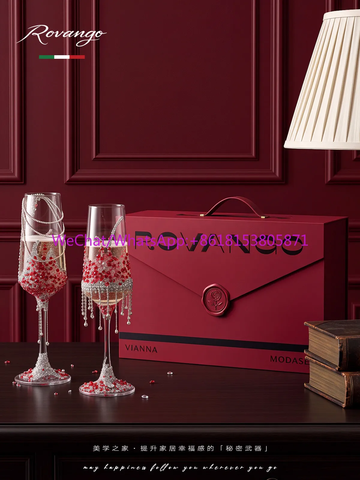 High-value glass champagne cup exquisite toasting cup wedding cup gift box set
