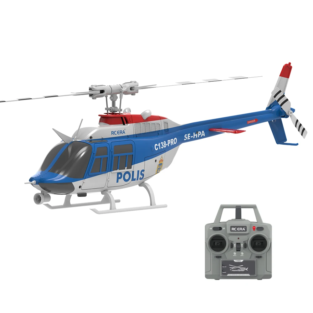 RC ERA C138 PRO Brushless Motor Bell 206 2.4G 6CH 6-Axis Gyro Optical Flow Localization 1:33 Scale Flybarless RC Helicopter