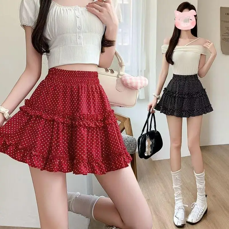 Spring and Summer New Girls' Chiffon Half Skirt Sweet Beauty Style Ruffled Cake A-Line Skirt Versatile Teenage Short Skirt
