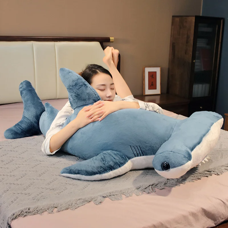 100Cm Enorme Echte Leven Walvis Knuffel Gevuld Soft Hamerhaaien Slapen Kussen Sofa Kussen Zee Dier Speelgoed Voor kids Meisjes