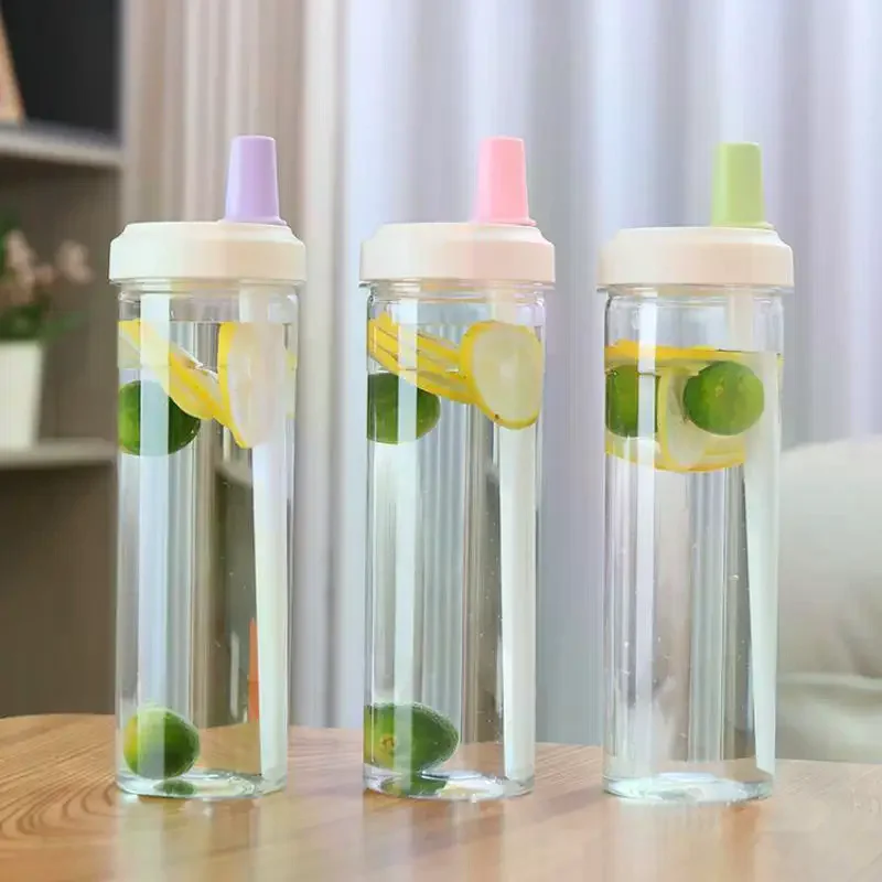 500/850 Ml Large Capacity Pearl Milk Tea Cup Juice Milk Plastic Cup Lid Straw Tea Coffee Cup Plastic Water Bottle