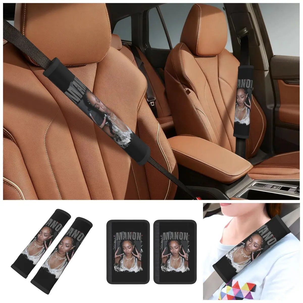 2 Pack Manon Katseyes Kpop Girl Group Car Seat Belt Pads Comfy Harness Pads Automotive SeatBelt Cover