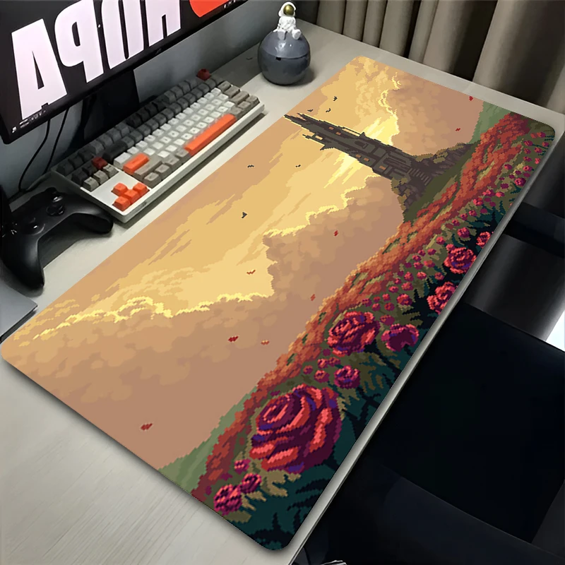 Custom Play Mat Game Mousepad Computer Pixel Art Anime Scenery Mouse Pad Non-Slip Natural Rubber Carpet New Desktop Keyboard Pad