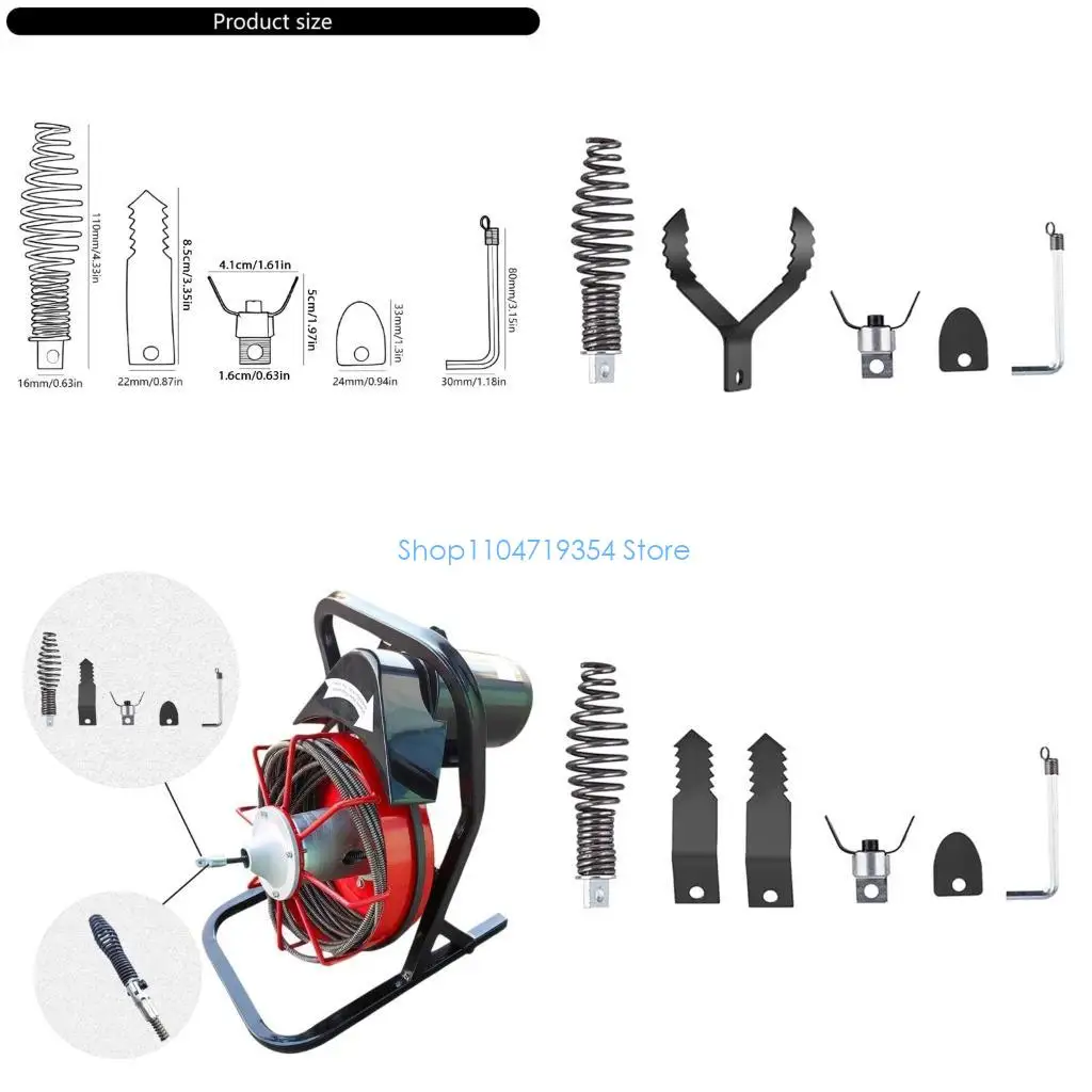 

0XLD 5Piece Pipe Cleaner Attachment Drain Snakes Drill Attachment Set With Easy Installation For 4 8Inch Diameter Pipe