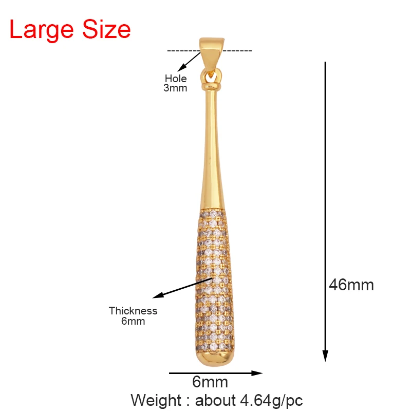Kowbojskie buty sportowe Baseball hantle joga męska cyrkonia betonowa tkanina wisiorek z amuletem, naszyjnik z 18-karatowego złota Craft Jewelry Supply L99 — zdjęcie 7